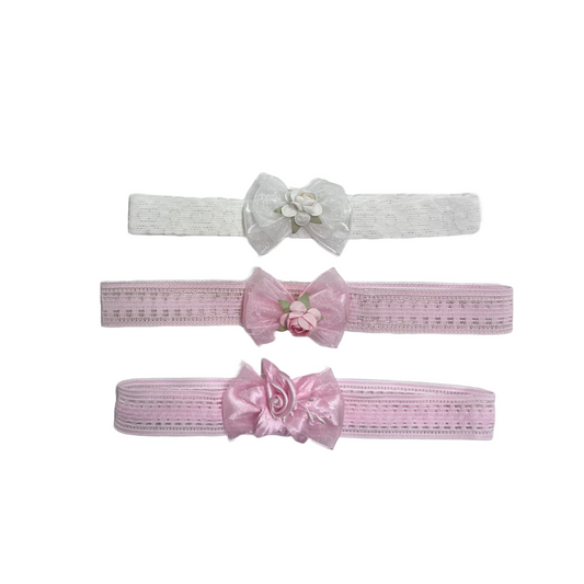 Baby Lace Headband w/ Bow and Roses