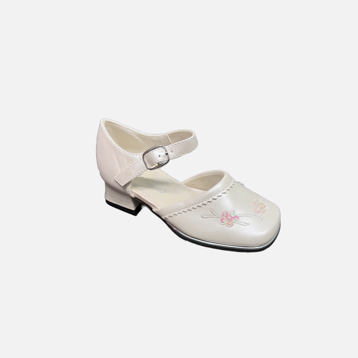 Jolene Floral Embroidered Block Kitten Heel