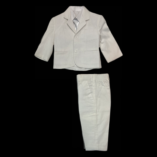 Off White Linen Baby Suit