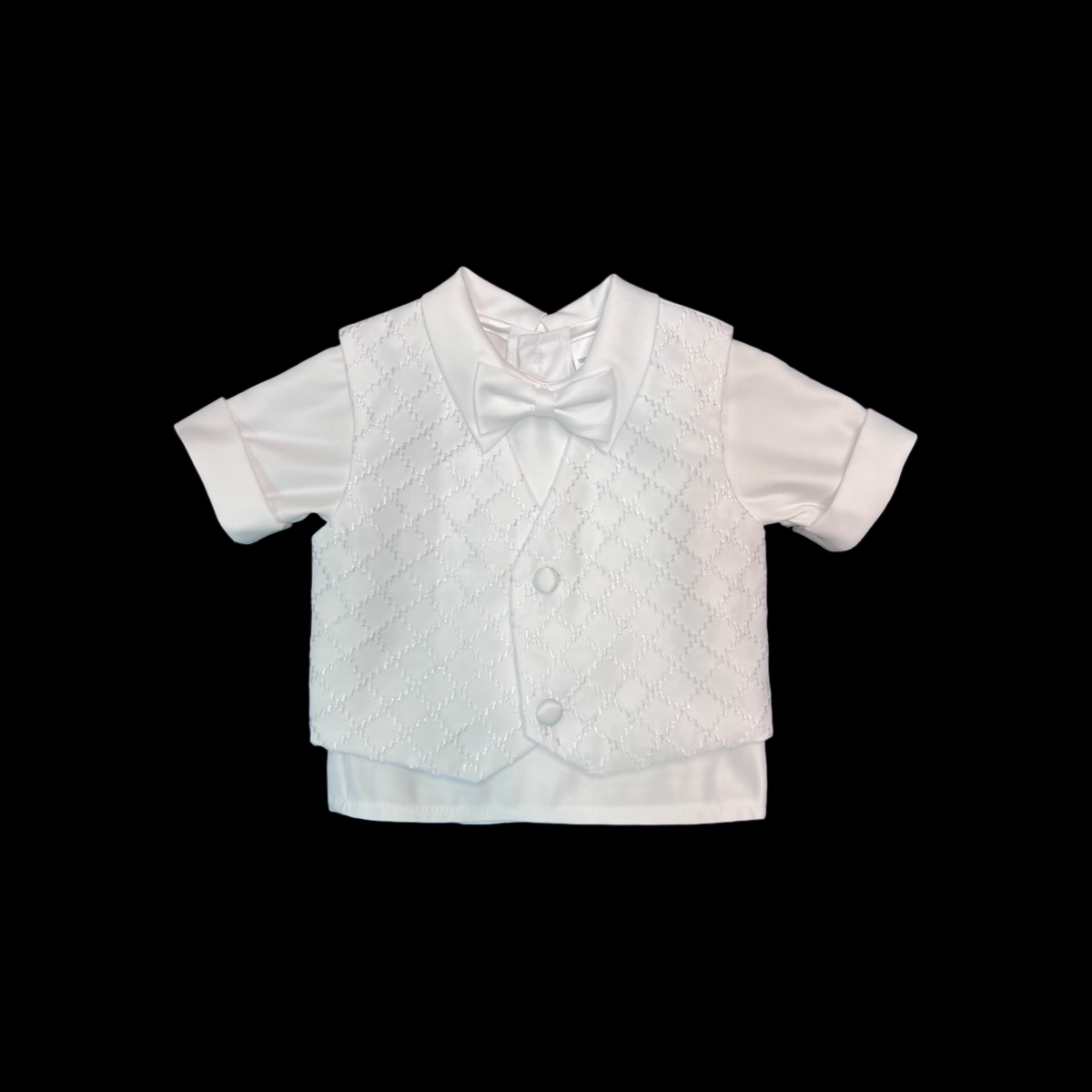 Shorts/Short Sleeve Diamond Pattern Baptism Outfit