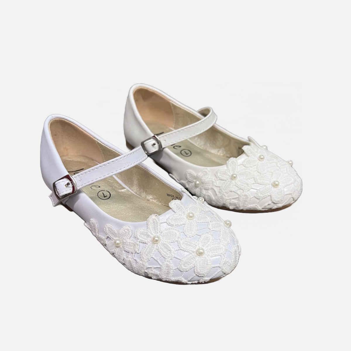 Jolene Floral Embroidered Flats w/ Pearl Accents