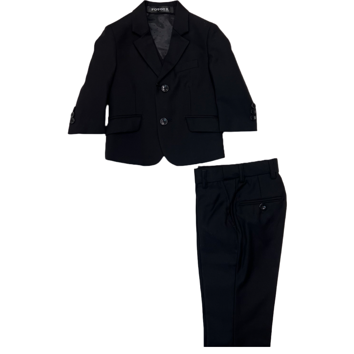Fouger U.S.A. Slim/Modern Fit 3-Piece Baby Black Suit