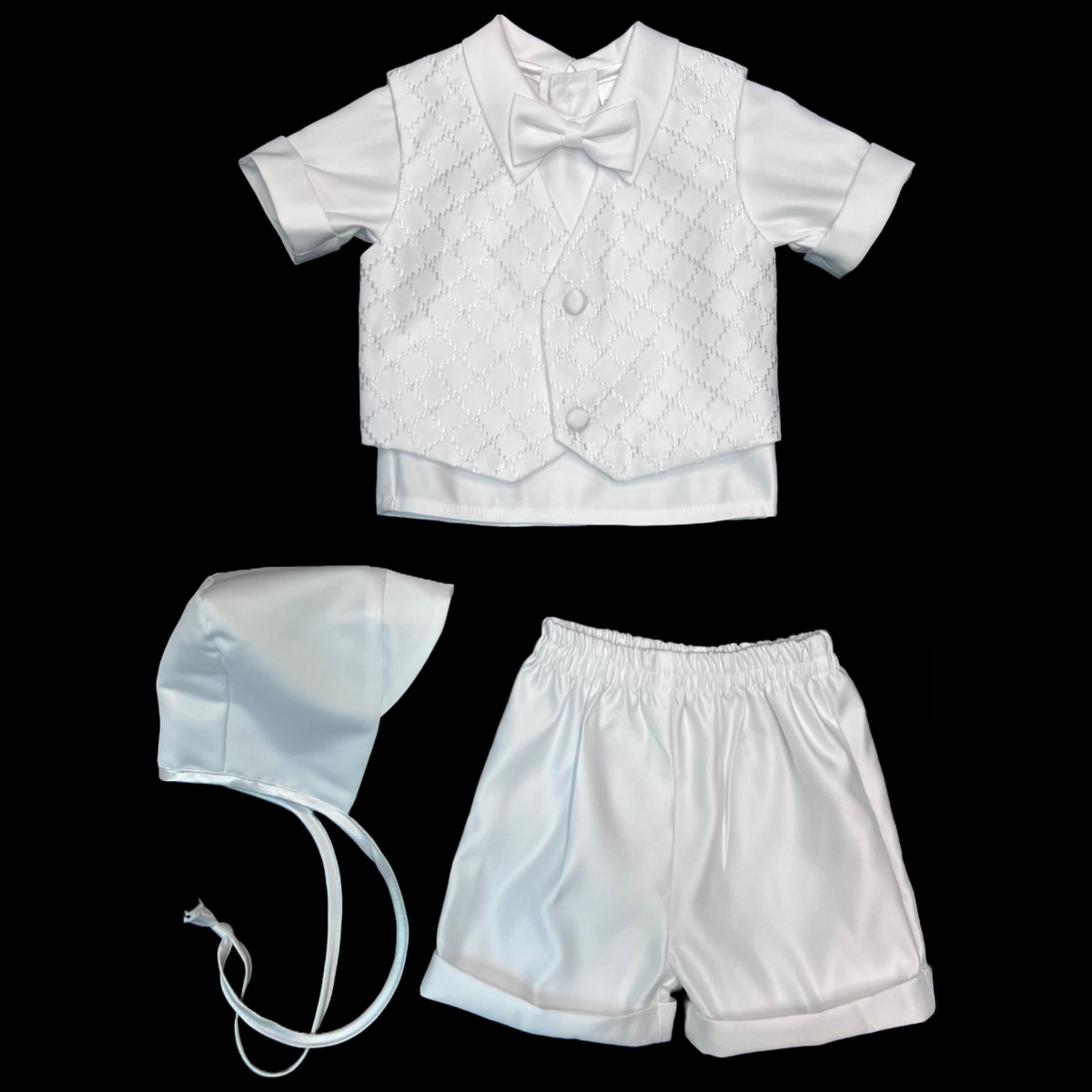Shorts/Short Sleeve Diamond Pattern Baptism Outfit