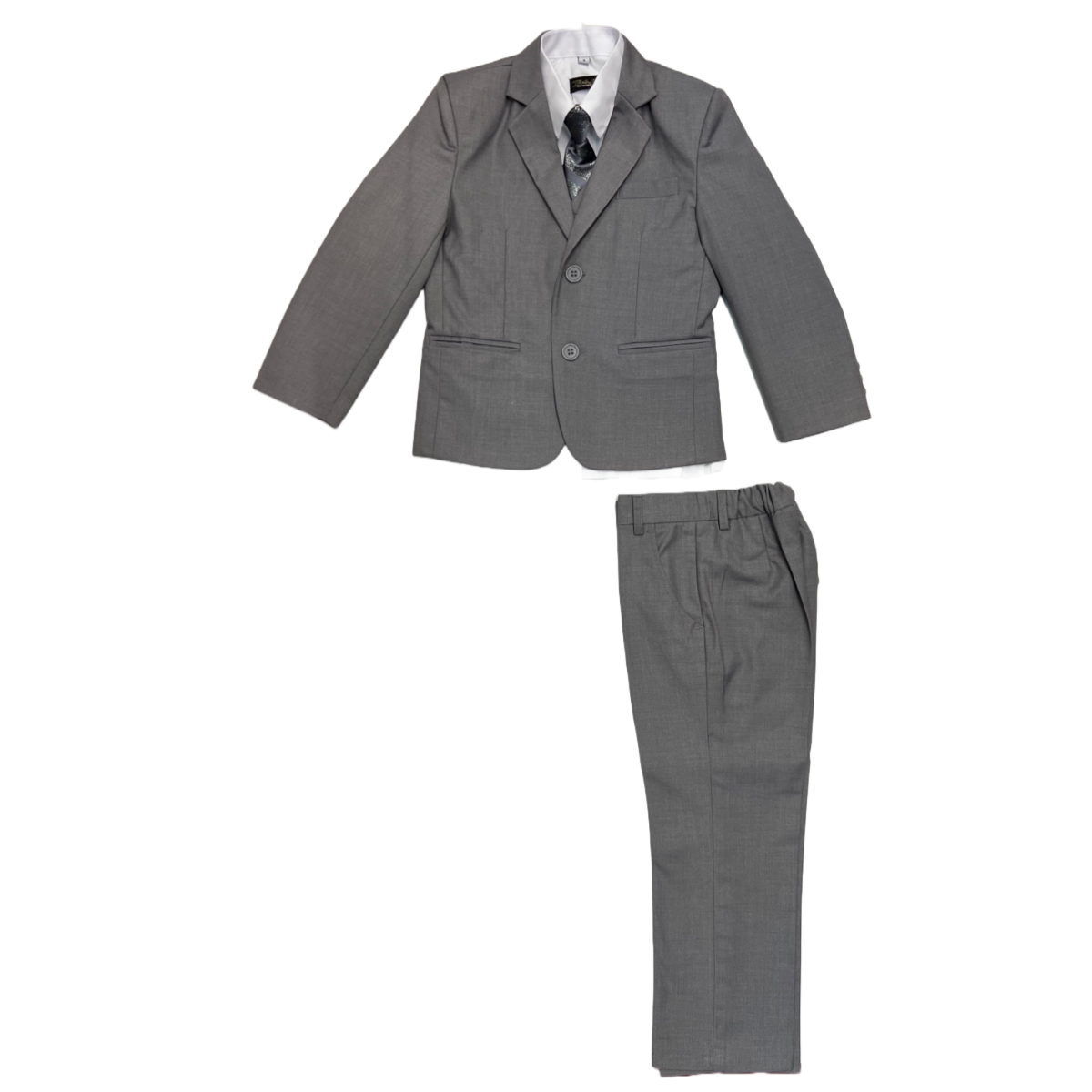 Fancy Kids Modern Fit 5-Piece Light Grey Suit