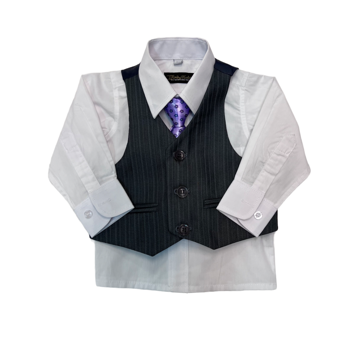 Mini World Baby 5-Piece Grey Pinstripe Suit
