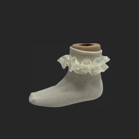 Ivory Ruffle Sock w/ Lace Trim