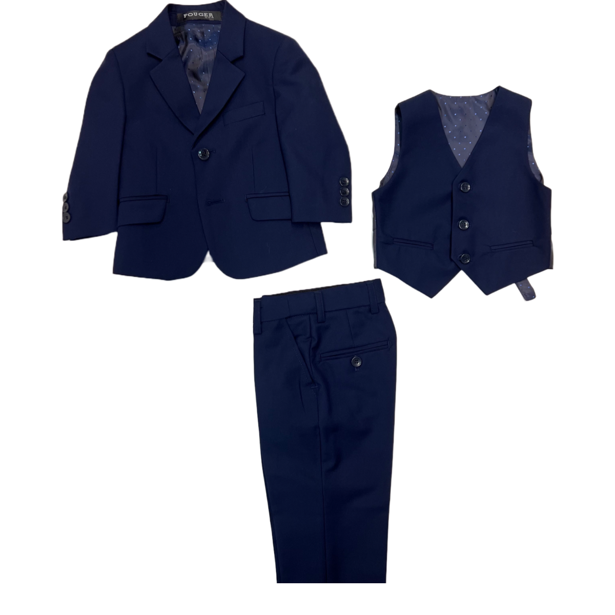 Fouger U.S.A. Slim/Modern Fit 3-Piece Baby Navy Suit