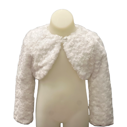 Faux Fur Bolero w/ Embroidered Roses