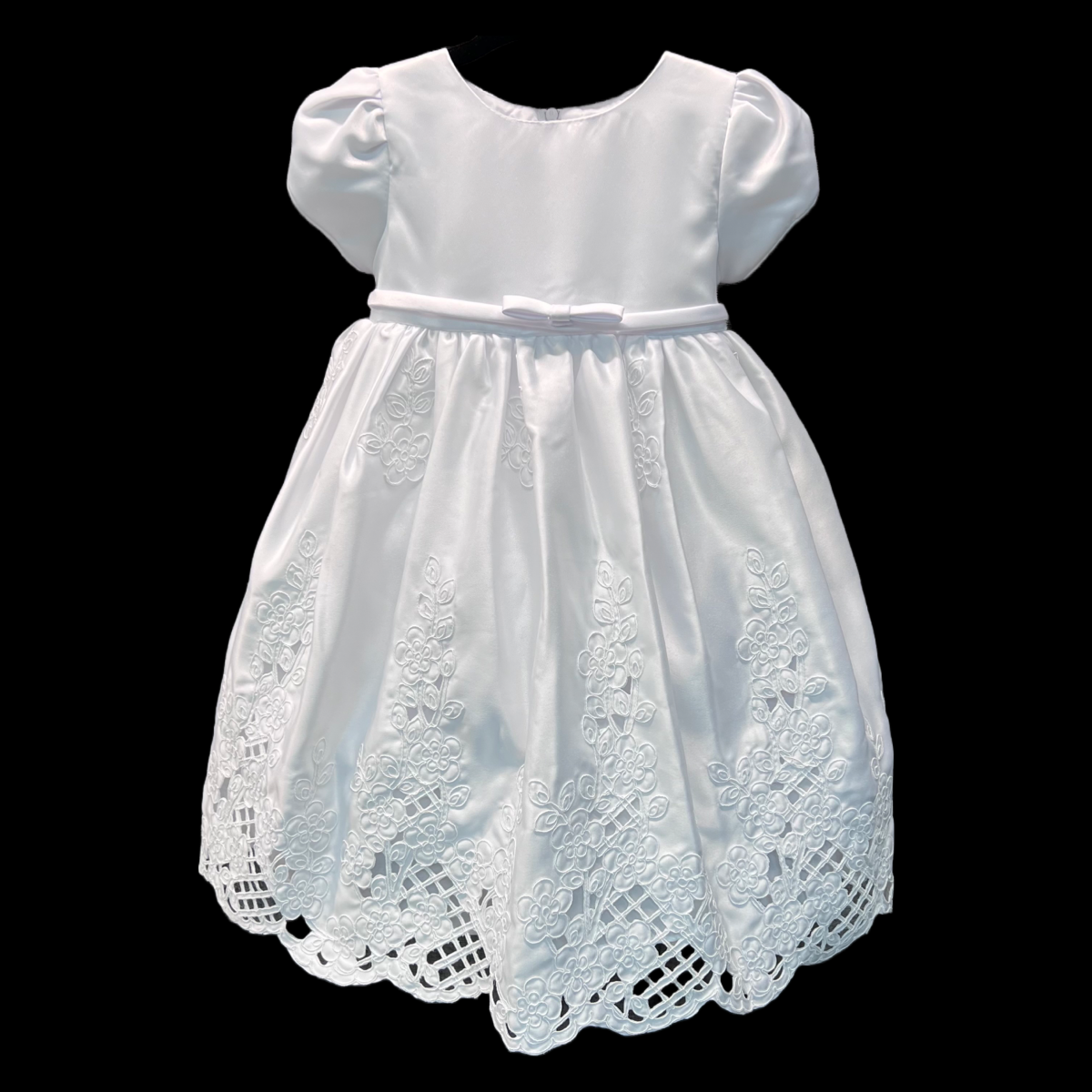 Floral Embroidered Satin Dress Christening Gown