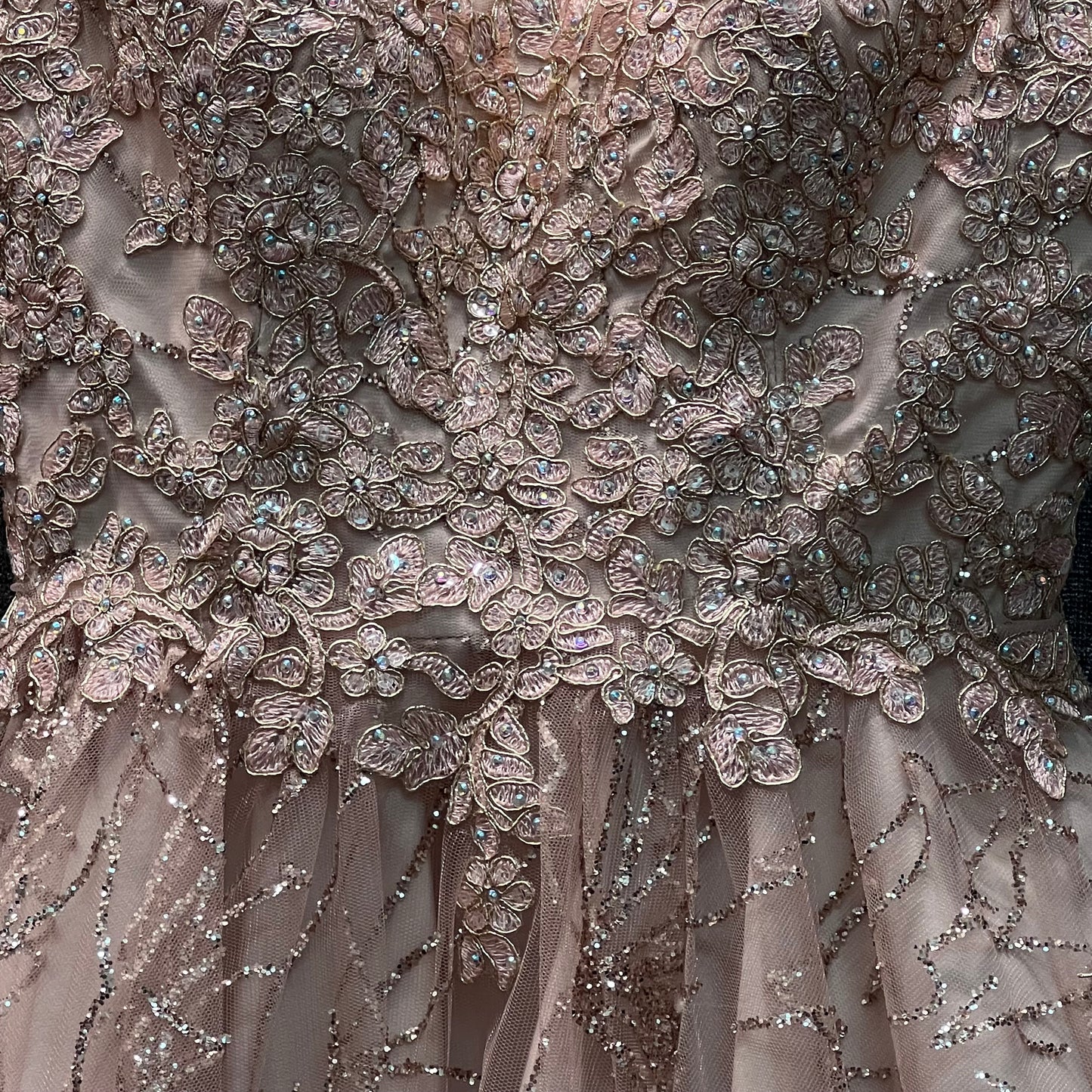 Blush Jr. Grad Dress w/ Intricate Glitter Embroidery