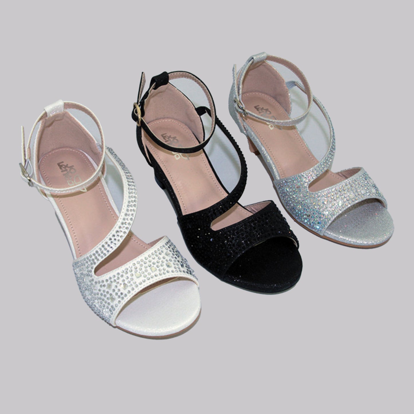 Jolene Rhinestone Single Strap, Open Toe Shoe