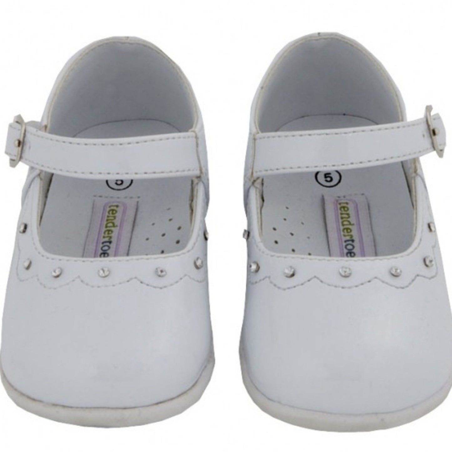 Tendertoes- White Patent Shoe with Diamond Accents