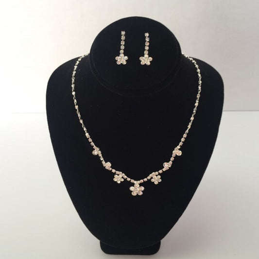 Rhinestone Necklace and Earring Set